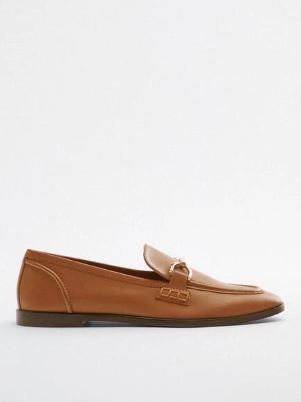 New! Zara 36/6 brown leather gold hardware liafers. - Picture 2 of 12